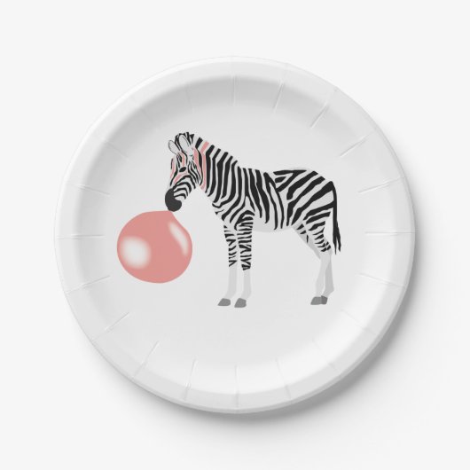 Bubble Gum Zebra Baling Bubble Papieren Bordje (Voorkant)