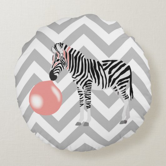 Bubble Gum Zebra Baling Bubble Rond Kussen (Achterkant)