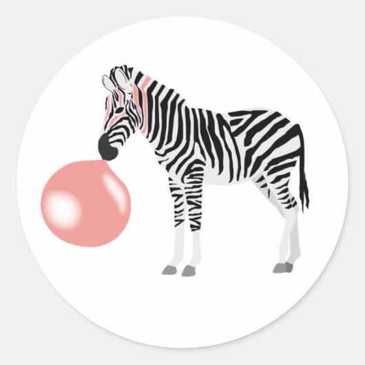 Bubble Gum Zebra Baling Bubble Ronde Sticker (Voorkant)