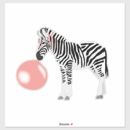 Bubble Gum Zebra Baling Bubble Sticker (Vel)