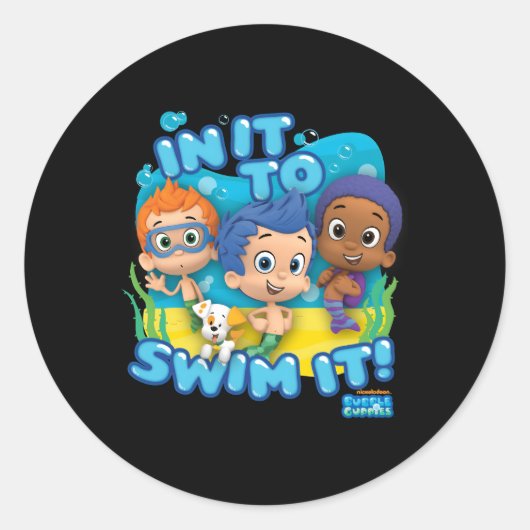 Bubble guppies erin om het te zwemmen ronde sticker (Voorkant)