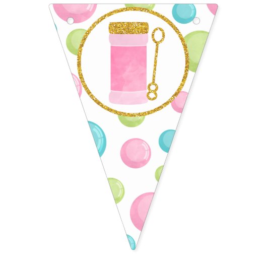 Bubble Happy Birthday Banner, Bubble Party Vlaggetjes (Eerste vlag)
