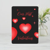 Bubble Heart Coupon Black Valentine Card Kaart (Staand voorkant)