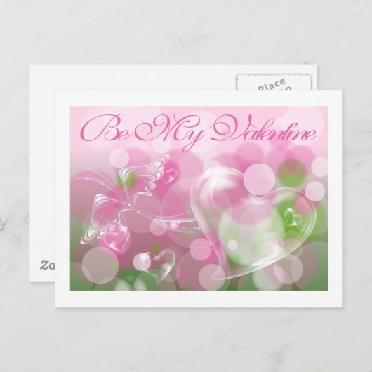 Bubble Heart en Butterfly Valentijn Briefkaart (Voorkant / Achterkant)