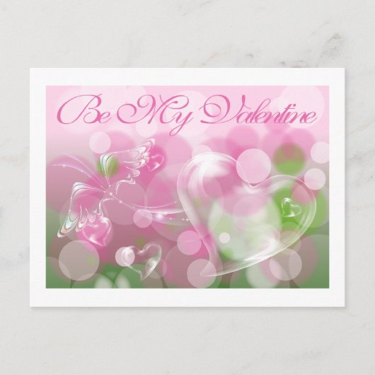 Bubble Heart en Butterfly Valentijn Briefkaart (Voorkant)