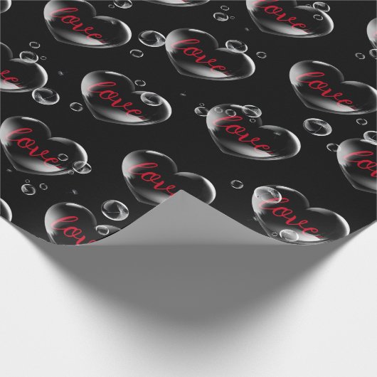 Bubble Heart met Love Text Cadeaupapier (Hoek)