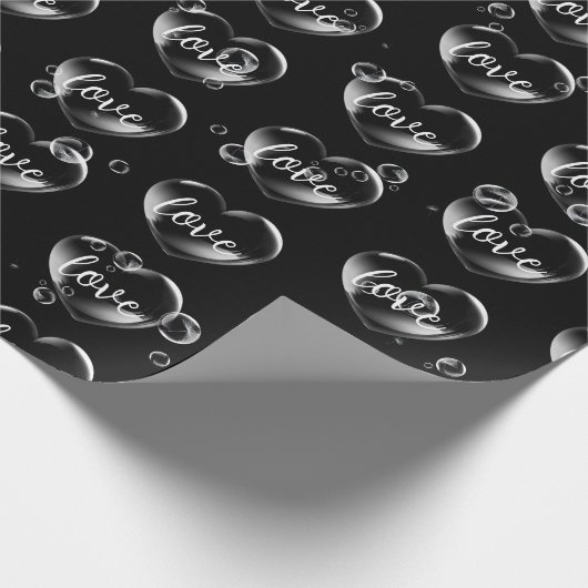 Bubble Heart met Love Text Cadeaupapier (Hoek)