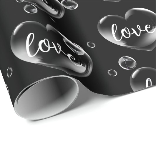 Bubble Heart met Love Text Cadeaupapier (Rol Hoek)