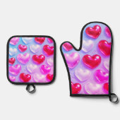 bubble heart ovenwant & pannenlap set (Voorkant)