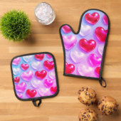 bubble heart ovenwant & pannenlap set (Top down)