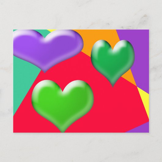 Bubble Hearts Briefkaart (Voorkant)