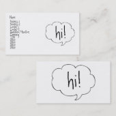 BUBBLE HI! Profielkaart Visitekaartje (Voorkant / Achterkant)