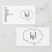 BUBBLE HI! Profielkaart Visitekaartje (Voorkant / Achterkant)