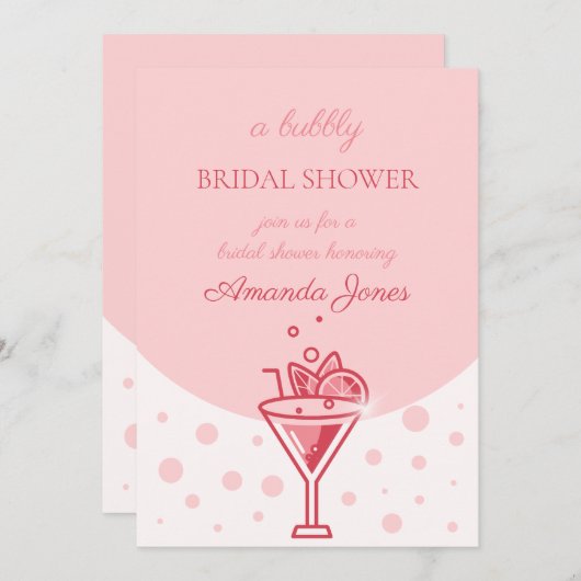 Bubble in Roze:  Elegance Leuk Vrijgezellenfeest Kaart (Voorkant / Achterkant)