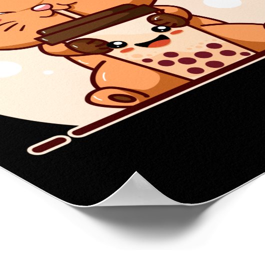 Bubble Kawaii Cat Drink Boba Tea Poster (Hoek)