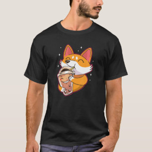 Bubble Kawaii Corgi Drink Boba Tea Dog Fox T-shirt