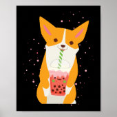 Bubble Kawaii Corgi Drink Boba Tea Dog Poster (Voorkant)