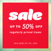 Bubble Klassiek Retro Winkelaanbieding Rood Uitver Raamsticker (Vel 3)