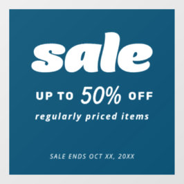 Bubble Klassieke Retro Winkel Blauwe Uitverkoop Bo Raamsticker