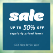 Bubble Klassieke Retro Winkel Blauwe Uitverkoop Bo Raamsticker (Vel 3)