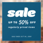 Bubble Klassieke Retro Winkel Blauwe Uitverkoop Bo Raamsticker (Vel 2)