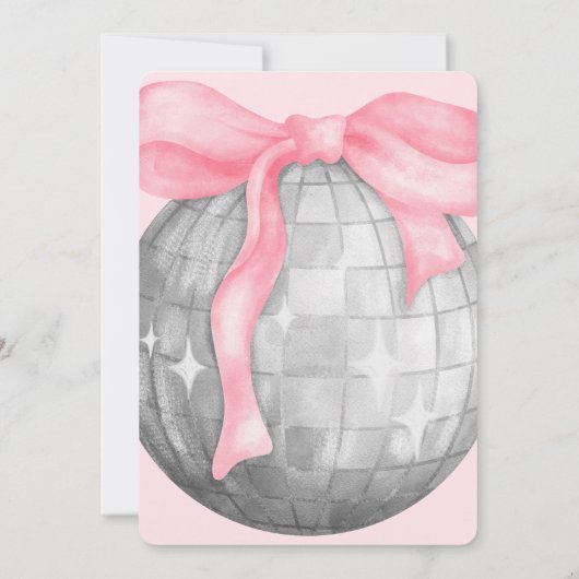 Bubble Letters Roze Bow Disco Bal Verjaardag Kaart (Achterkant)