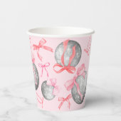 Bubble Letters Roze Bow Disco Ballen Papieren Bekers (Achterkant)