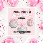 Bubble Letters Roze Bow Ribbon Zilveren Disco Ball Servet