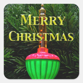 Bubble Light Merry-Stickers met kerstcadeautjes Vierkante Sticker