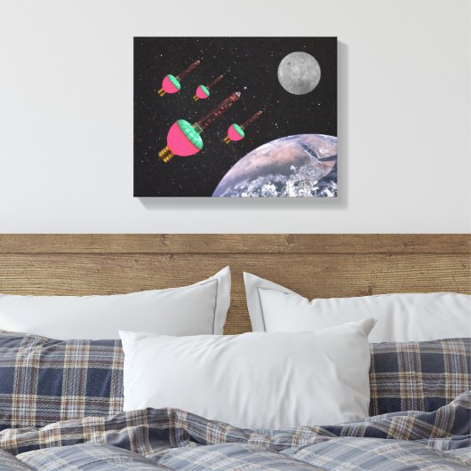 Bubble Lights in de ruimte Canvas Afdruk (Insitu (Slaapkamer))