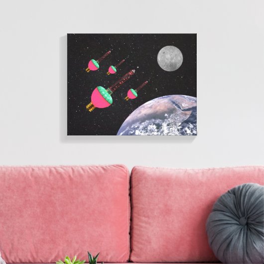 Bubble Lights in de ruimte Canvas Afdruk (Insitu (Woonkamer))