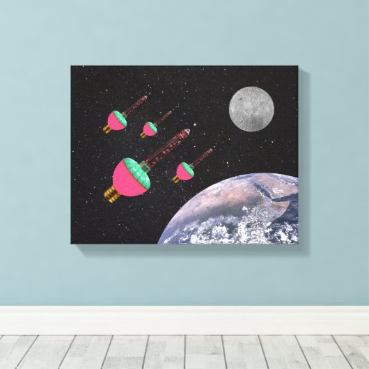 Bubble Lights in de ruimte Canvas Afdruk (Insitu (Houten vloer))