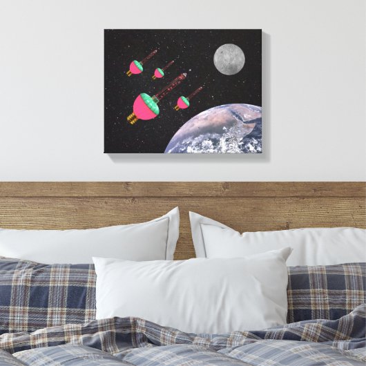 Bubble Lights in de ruimte Canvas Afdruk (Insitu (Slaapkamer))