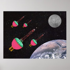 Bubble Lights in de ruimte Poster