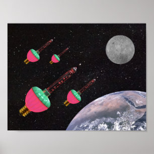Bubble Lights in de ruimte Poster
