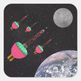 Bubble Lights in de ruimte Vierkante Sticker