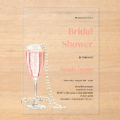Bubble lunch prosecco parels roze Vrijgezellenfees Acryl Uitnodigingen (Voorkant)