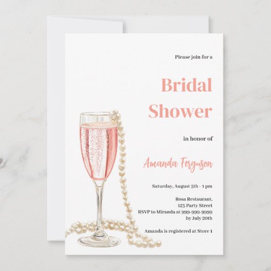 Bubble lunch prosecco parels roze Vrijgezellenfees Kaart (Voorkant)