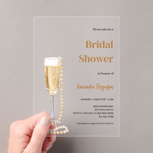 Bubble lunch prosecco parels Vrijgezellenfeest hel Acryl Uitnodigingen (Insitu (Draagbaar))