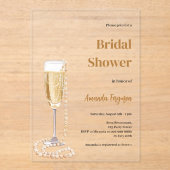 Bubble lunch prosecco parels Vrijgezellenfeest hel Acryl Uitnodigingen (Voorkant)