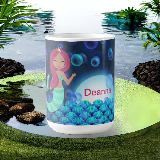 Bubble Mermaid in Green en Blue in Moonlit Ocean Koffiemok