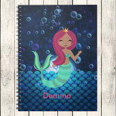 Bubble Mermaid in Green en Blue in Moonlit Ocean Notitieboek