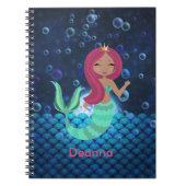 Bubble Mermaid in Green en Blue in Moonlit Ocean Notitieboek (Voorkant)