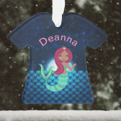 Bubble Mermaid in Green en Blue in Moonlit Ocean Ornament