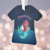 Bubble Mermaid in Green en Blue in Moonlit Ocean Ornament