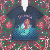 Bubble Mermaid in Green en Blue in Moonlit Ocean Ornament