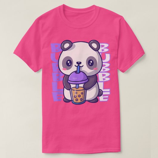 Bubble milk schattige panda beer kawaii drink zeep t-shirt (Design voorkant)