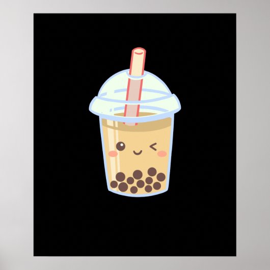 Bubble Milk Tea Boba Cute Poster (Voorkant)
