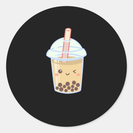 Bubble Milk Tea Boba Cute Ronde Sticker (Voorkant)