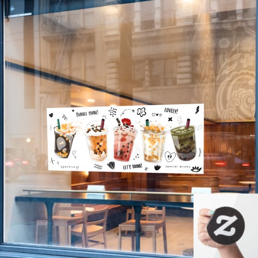 Bubble Milk Tea Boba Pearl Milk Yummy Drinken Raamsticker (Cafe Raam)